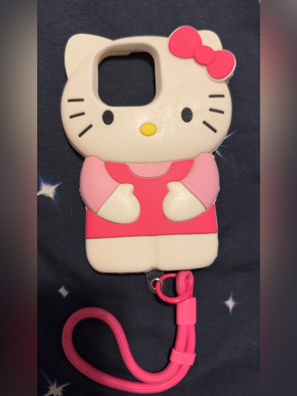 Hello Kitty Pink and White Silicone Phone Case with Lanyard